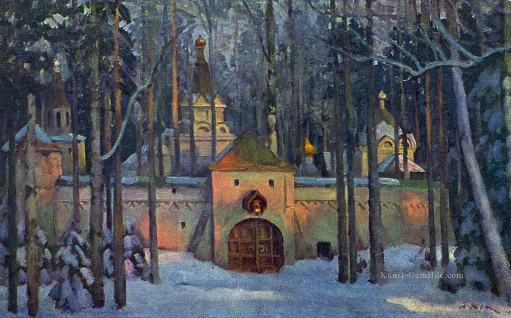Bühnenbild für glinka s opera ivan susanin Kloster im Wald Konstantin Yuon Ölgemälde